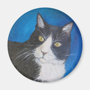 Imã Imagem Personalizada de Pet Art De Gato Tuxedo