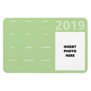 Ímã Imagem personalizada do calendário 2019 - Verde pá
