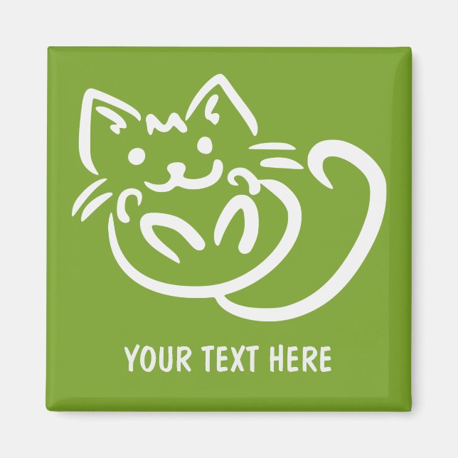 Imã Imagem personalizada do Cat Illustration (Frente)