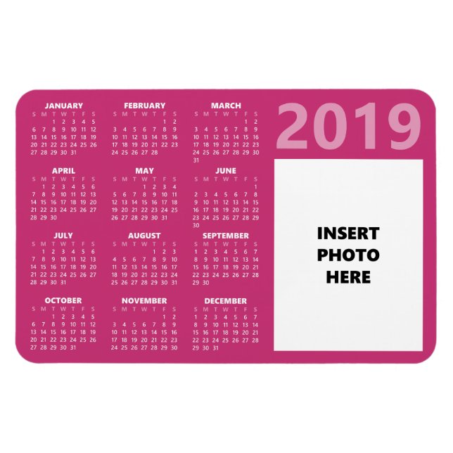 Ímã Imagem Personalizada do Magnet do Calendário 2019  (Horizontal)