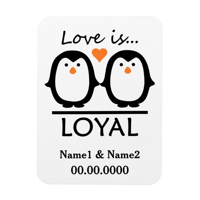 Ímã Imagem personalizada do Penguin Love (Vertical)