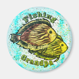 Imã Imagem personalizada do vovô de pesca