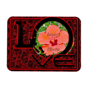 Ímã Imagem personalizável do rosa vermelha LOVE