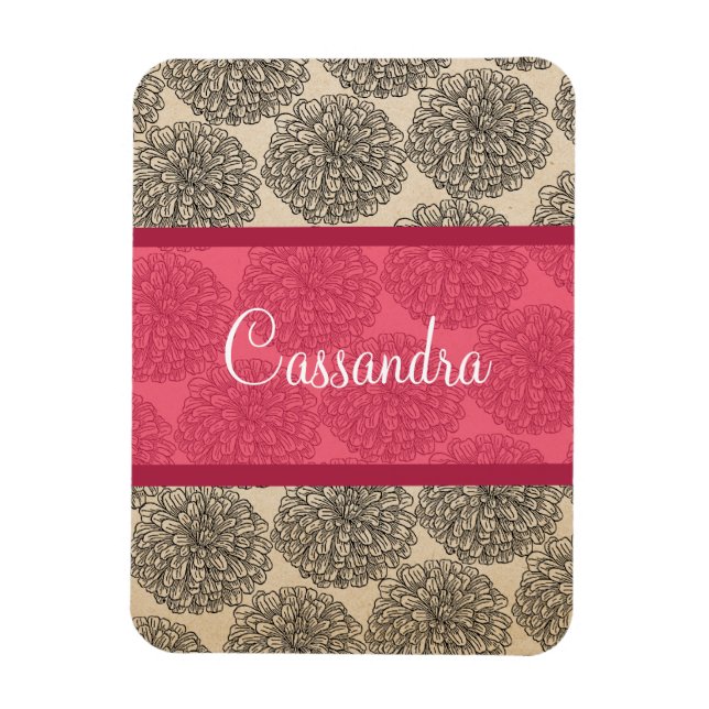 Ímã Imagem Premium de Zinnia Rosa (Vertical)