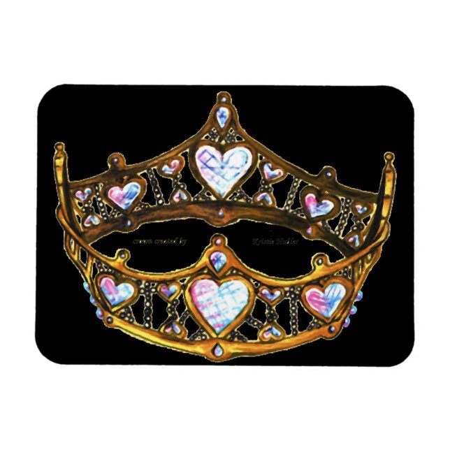 Ímã Imagem preta da Coroa Dourada Tiara do Queen Heart (Horizontal)