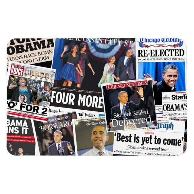 Ímã Imagem principal do jornal Obama 2012 (Horizontal)