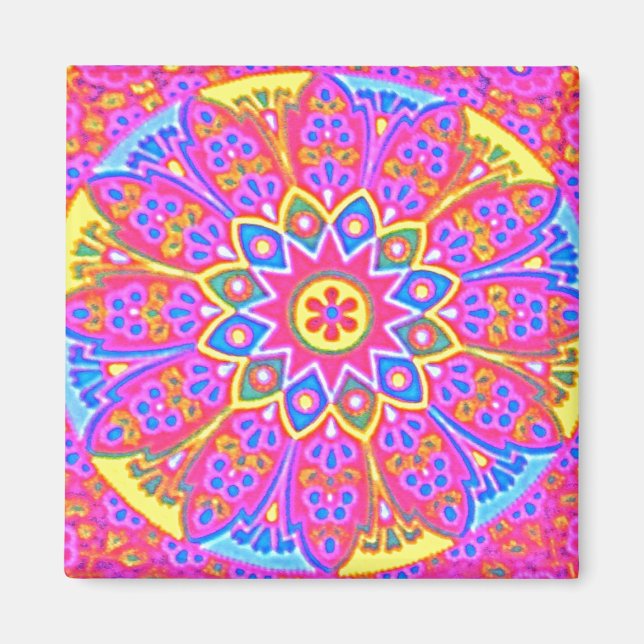 Imã Imagem Quadrada de Mandala (Frente)