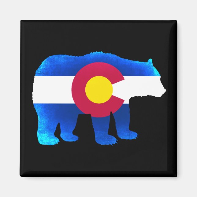 Imã Imagem quadrada de neon do Colorado flag (Frente)