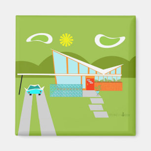 Imã Imagem Quadrada de Primaveras de Palma Retroativa