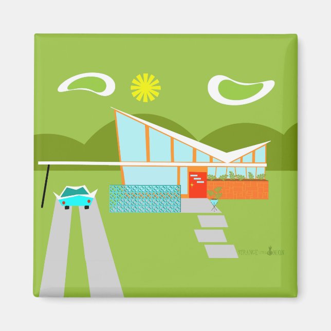 Imã Imagem Quadrada de Primaveras de Palma Retroativa (Frente)