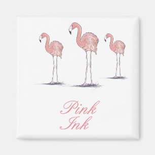 Imã Imagem quadrada Tropical de Flamingos rosa