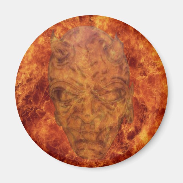 Imã Imagem Redonda de Demônio de Fogo (Frente)