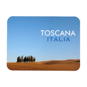 Ímã Imagem retangular da Toscana com cipress e texto