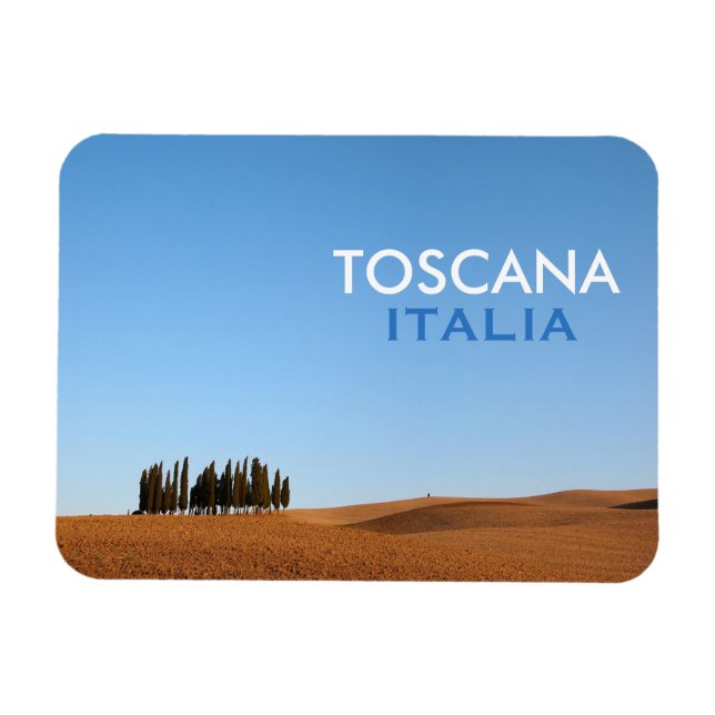 Ímã Imagem retangular da Toscana com cipress e texto (Horizontal)