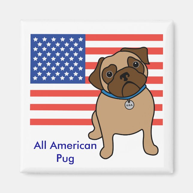 Imã Imagens de Pug de Sinalizador Personalizáveis dos  (Frente)