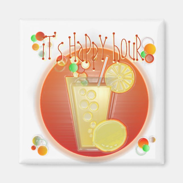 Imã Íman 3D Happy Hour Cocktail (branco) (Frente)