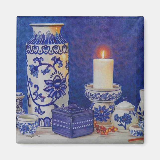 Imã íman azul e branco (Frente)