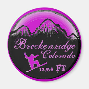 Imã Íman de arte roxo de snowboard de Breckenridge Co