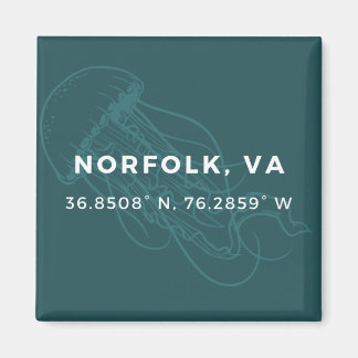 Imã Íman de botão náutico - coordenadas do Norfolk VA