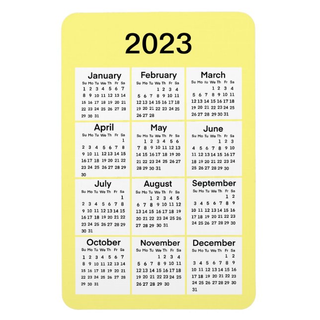 Ímã Íman de calendário amarelo 2023 (Vertical)
