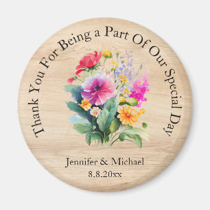 Imã íman de casamento obrigado floral de madeira rústi