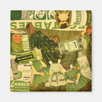 Imã Íman de colagem verde retrô