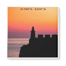 Íman de Coordenadas do Farol do Pôr do Sol em Port