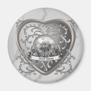 Imã Íman de Coração Fada de Jewel Silver Personalizado