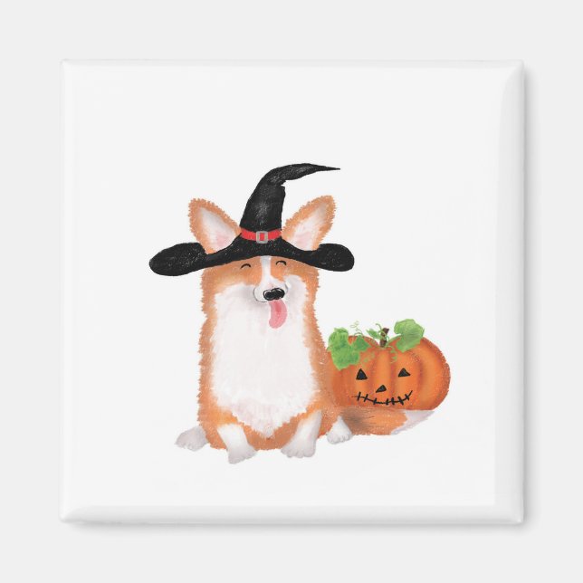 Imã Íman de Corgi Halloween (Frente)