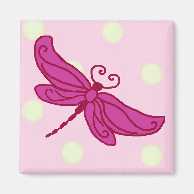 Imã Íman de Dragonfly Vermelho n Rosa (Frente)