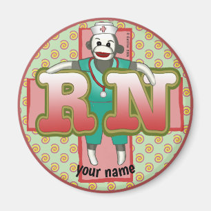 Imã Íman de Enfermeiro Sock Monkey RN