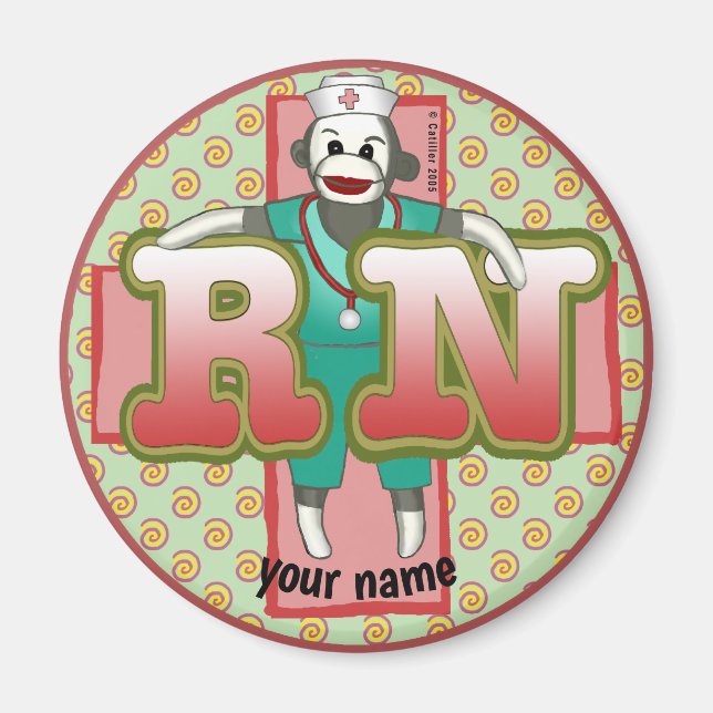 Imã Íman de Enfermeiro Sock Monkey RN (Frente)