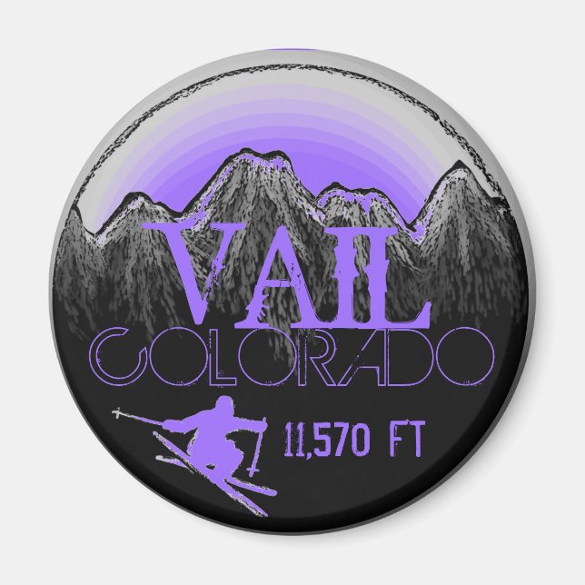 Imã Íman de esqui roxo do Vail Colorado (Frente)
