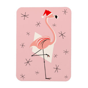 Ímã Íman de flamingo rosa de Papai Noel flexível retra
