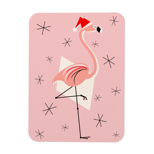 Ímã Íman de flamingo rosa de Papai Noel flexível retra (Vertical)
