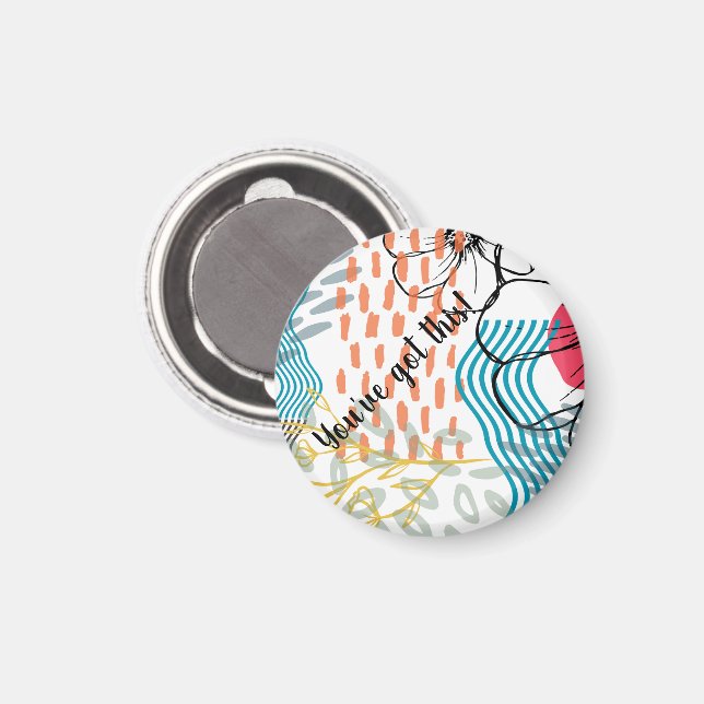 Imã íman de flores de design abstrato (Front/Back)