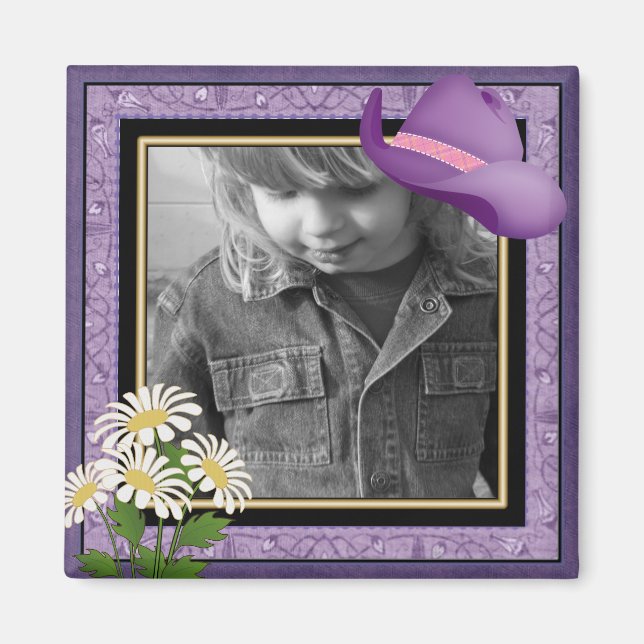 Imã Íman de foto PERSONALIZÁVEL da Little Cowgirl (Frente)