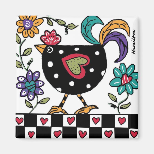 Imã íman de frango preto (Frente)