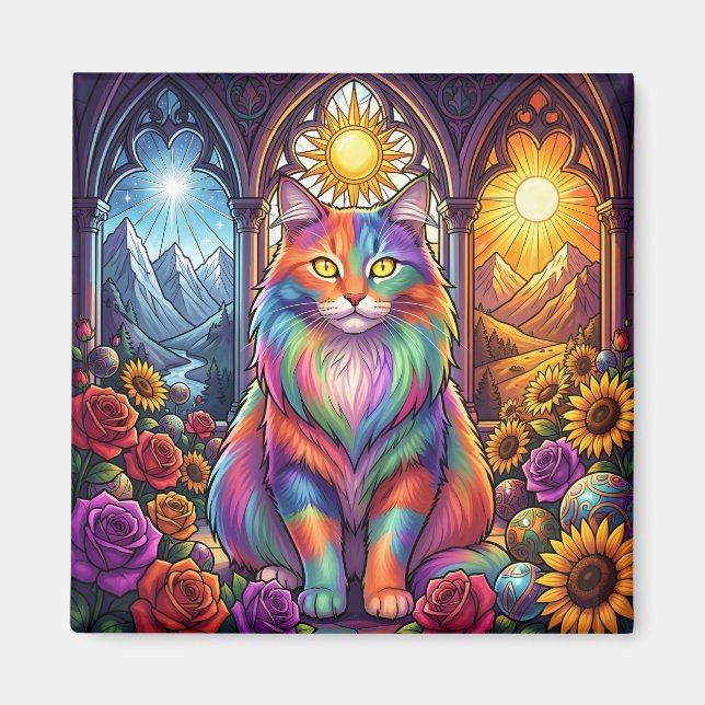 Imã íman de gato arco-íris (Frente)