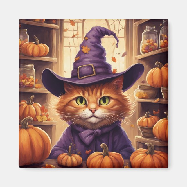 Imã íman de gato de halloween (Frente)