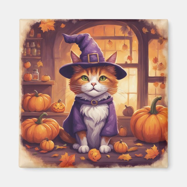 Imã íman de gato de halloween #8 (Frente)