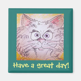 Imã íman de gato de olhos grandes - azul