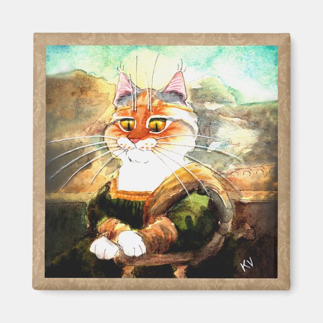 Imã Íman de gato Mona Lisa (Frente)