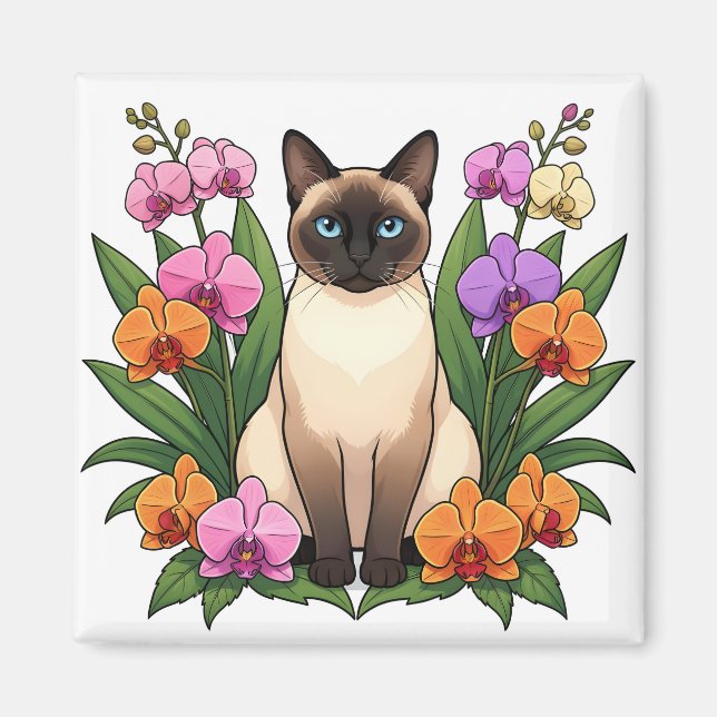 Imã íman de gato siamês fofo de olhos azuis (Frente)