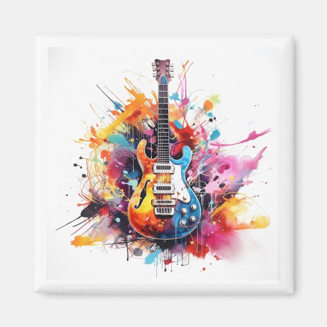 Imã íman de guitarra de aquarela (Frente)