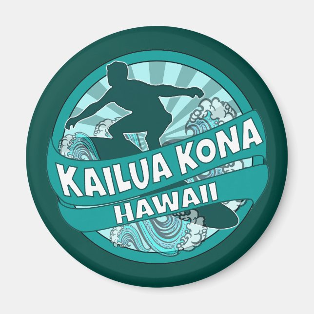 Imã Íman de logotipo do surfista terrestre Kailua Kona (Frente)