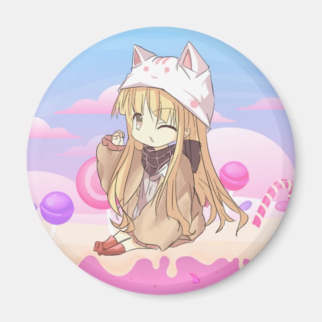 Imã Íman de menina Kawaii (Frente)