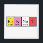 Imã Íman de mesa periódica do Bennet<br><div class="desc">Bennet soletrado como Be N Ne T (Beryllium Nitrogen Neon Tritium) em um ímã para o cientista em você. Não consegues encontrar o que queres?</div>
