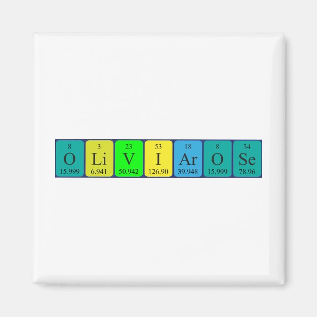 Imã Íman de mesa periódica Olivia-Rosa (Frente)