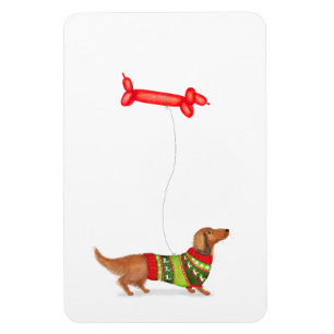 Ímã Íman de Natal de Dachshund com balão de cachorro s